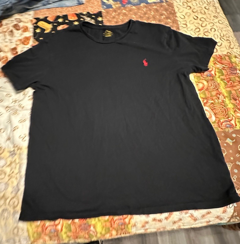 Polo Ralph Lauren Mens T-Shirt Black Red Pony Logo Size Large L Short Slv