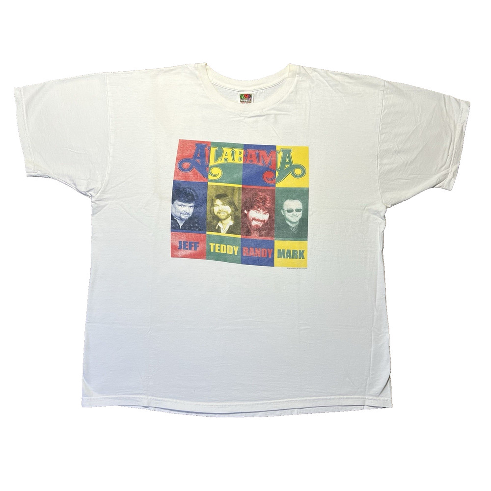 Vintage 90s Alabama Band Tour T Shirt Mens 2XL White FOTL Country Music Tee