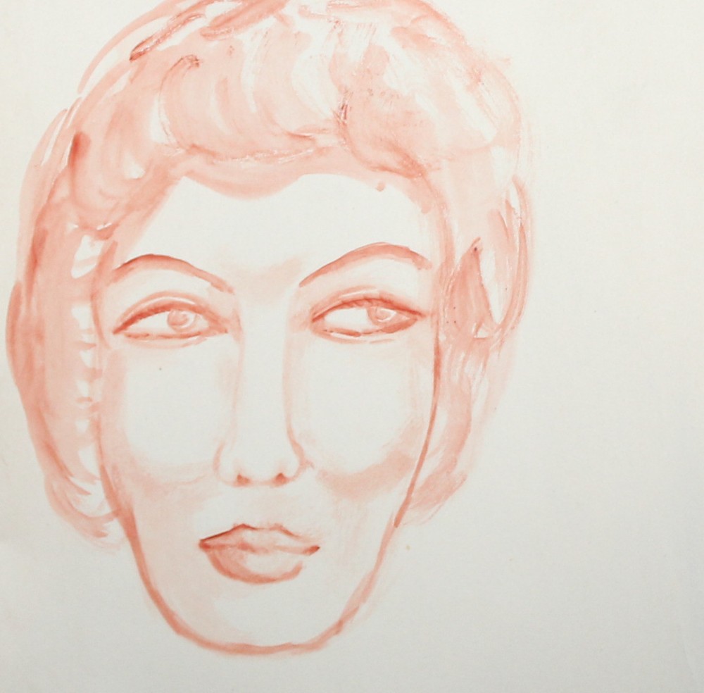 Vintage Female Portrait Watercolor Art Painting for Home Decor