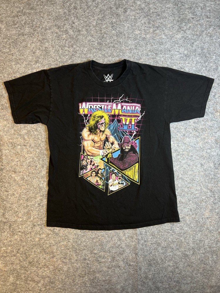 Vintage 80s Style Wrestle Mania 6 Shirt Size L Ultimate Warrior Randy Savage WCW