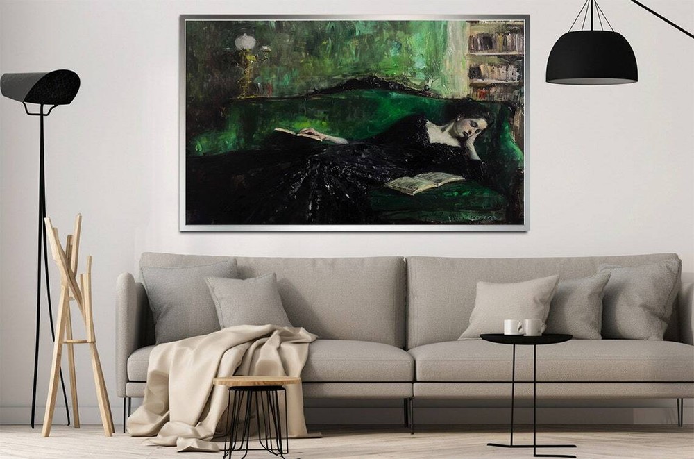 Young Woman in green Wall Art Canvas Unframed Print Art