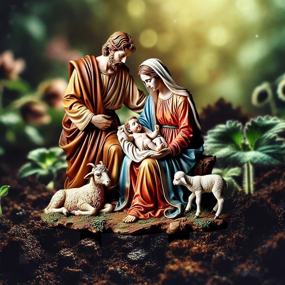 Nativity Yard Sign Outdoor Nativity Scene Garden Stake Xmas Holy Family Set for