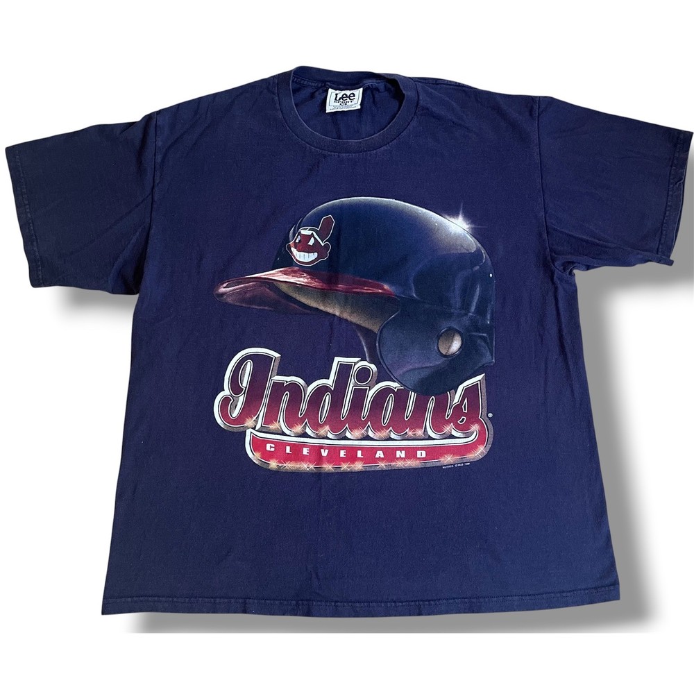 Vintage 1996 Cleveland Indians Lee Sport T-Shirt Men XL Navy Blue Chief Wahoo