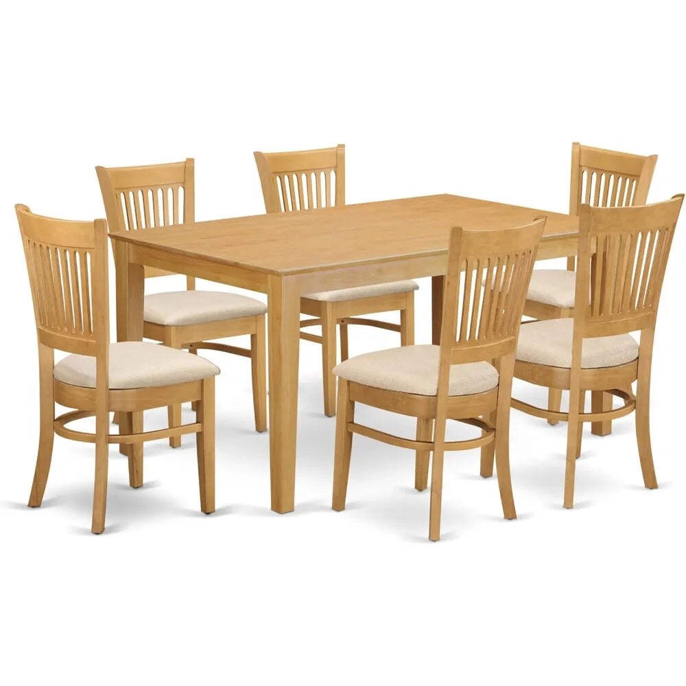 Ljustra 7-Piece Wooden Dining Set with Rectangular Table & 6 Chairs