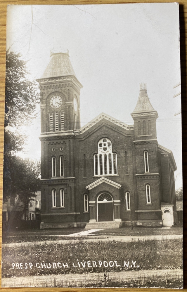 1910s RPPC -LIVERPOOL, NEW YORK antique real photo postcard PRESBYTERIAN CHURCH