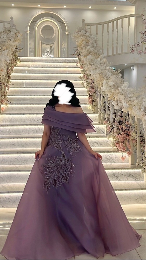 Luxury Purple / Mauve Off-Shoulder Ball Gown Formal Dress