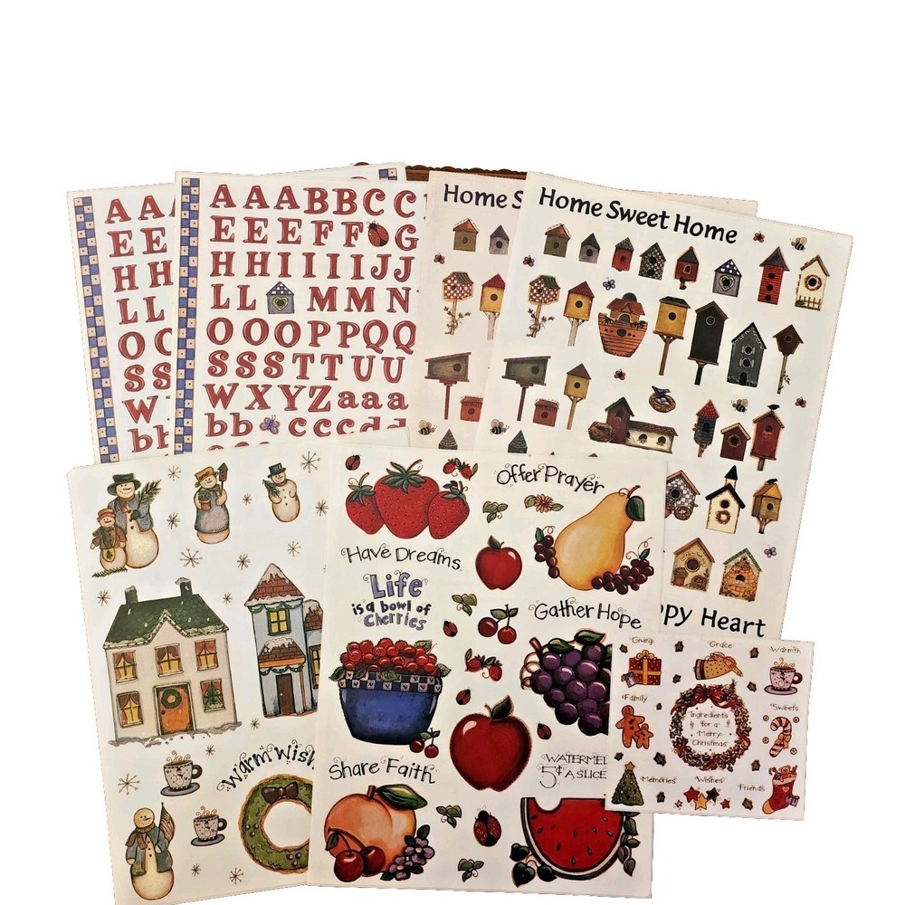 Vintage Joy Marie Colorbok Scrapbook Stickers - Christmas Birdhouse 7 sheets