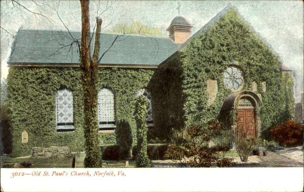 Old St. Paul's Church Norfolk Virginia VA ~ c1910 vintage postcard