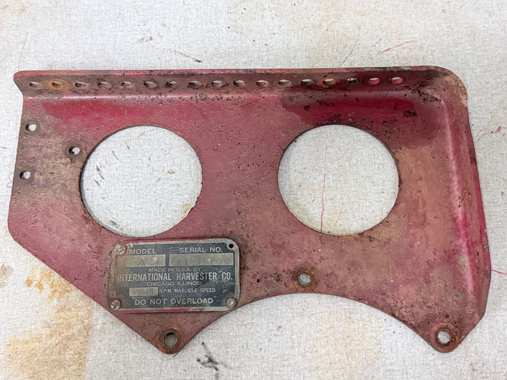 Farmall A tractor original IH IHC main seat mounting brace brackets + serial tag