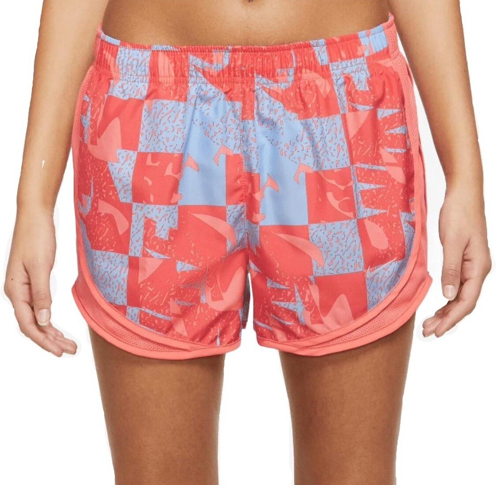 Nike Women's Tempo Printed Running Shorts Regular) Orange/Blue medium.