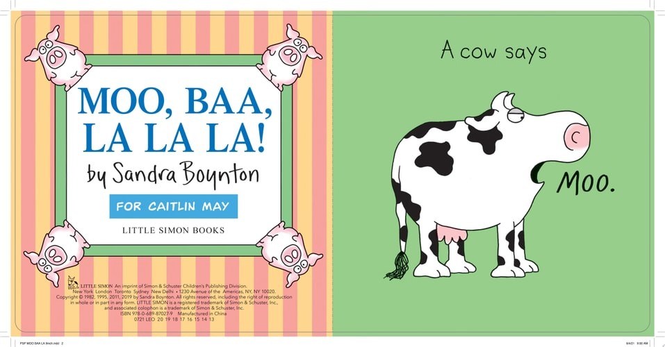 Moo, Baa, La La La!: Oversized Lap Board Book by Boynton, Sandra, Acceptable Boo