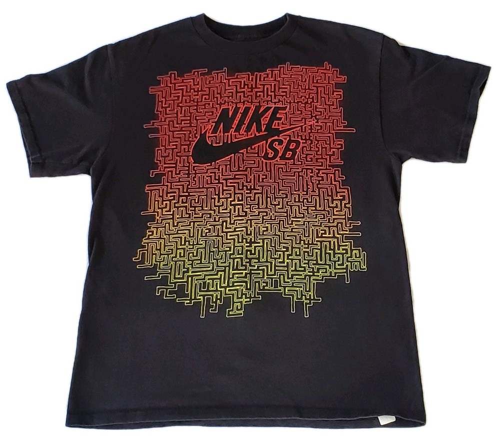 Nike SB Boy's Black Graphic Print T-Shirt Crew Neck Short Sleeve Cotton