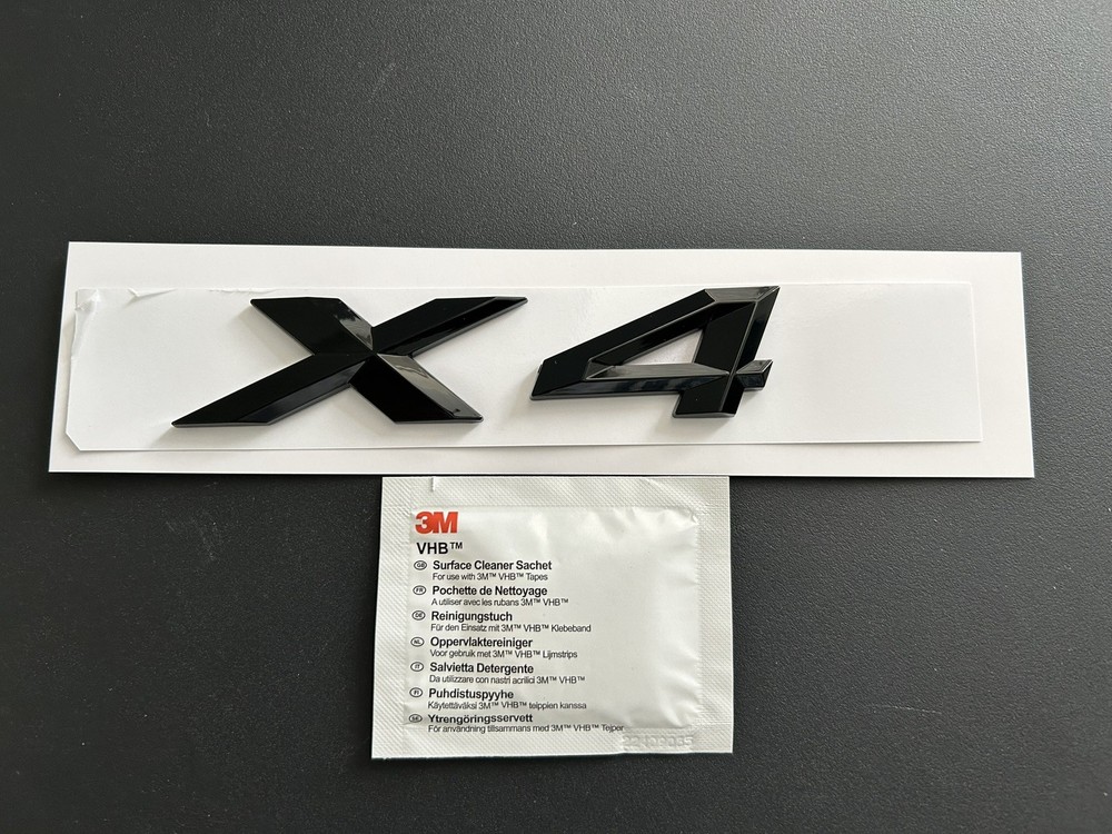 BMW X4 BADGE IN GLOSS BLACK. FREE ALCOHOL WIPE