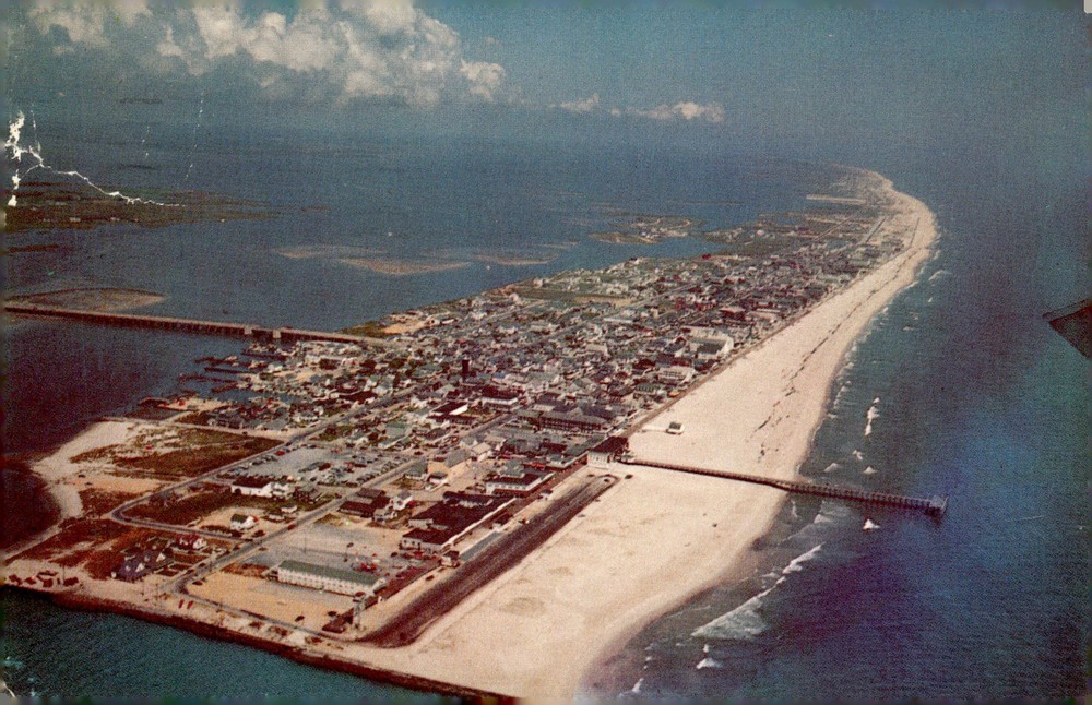 1961 Ocean City Maryland MD Aerial View Beach Resort Pier Lusterchrome Postcard