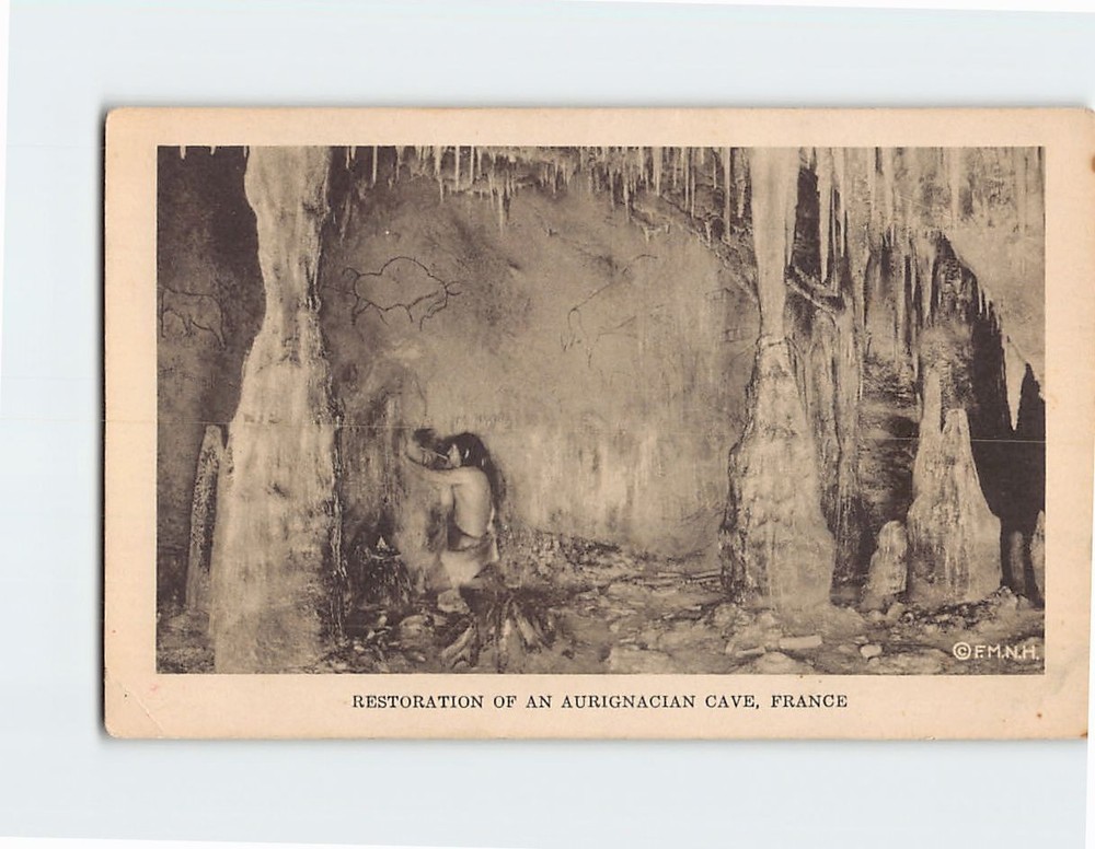 Postcard Restoration of an Aurignacian Cave France