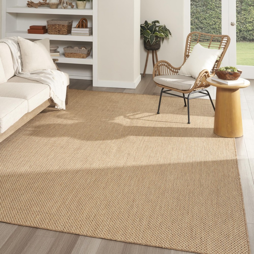 Home Courtyard Jute 9' x 12' Area Rug - Easy Clean, Non Shedding, Bed Room, L...