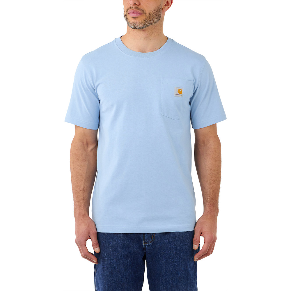 NEW Carhartt K87 4XL Men T-Shirt Loose Fit Short Sleeve Pocket H74 Alpine Blue