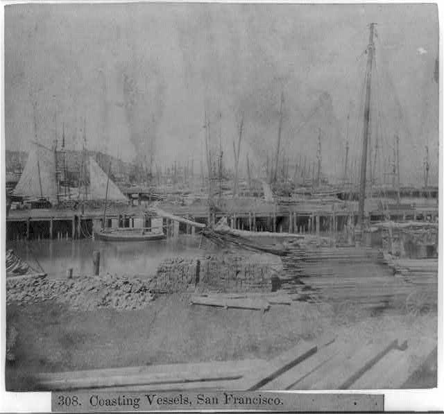 Coasting Vessels,San Francisco,California,CA,1866,boats,River steamers,harbor