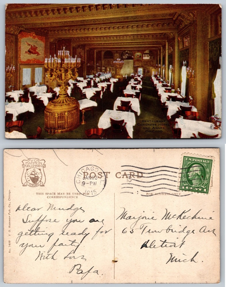 Hotel Dining Room Interior Postcard