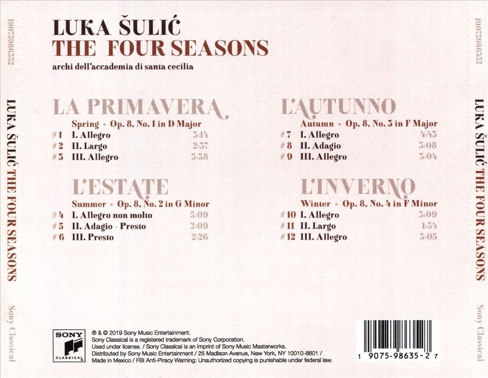 Luka Šulic Antonio Vivaldi: The Four Seasons New Cd