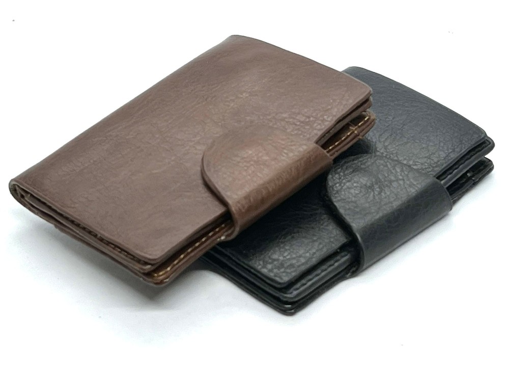 Vintage Leather Keychain Wallet with Bill Holder in Black or Hunter Brown  