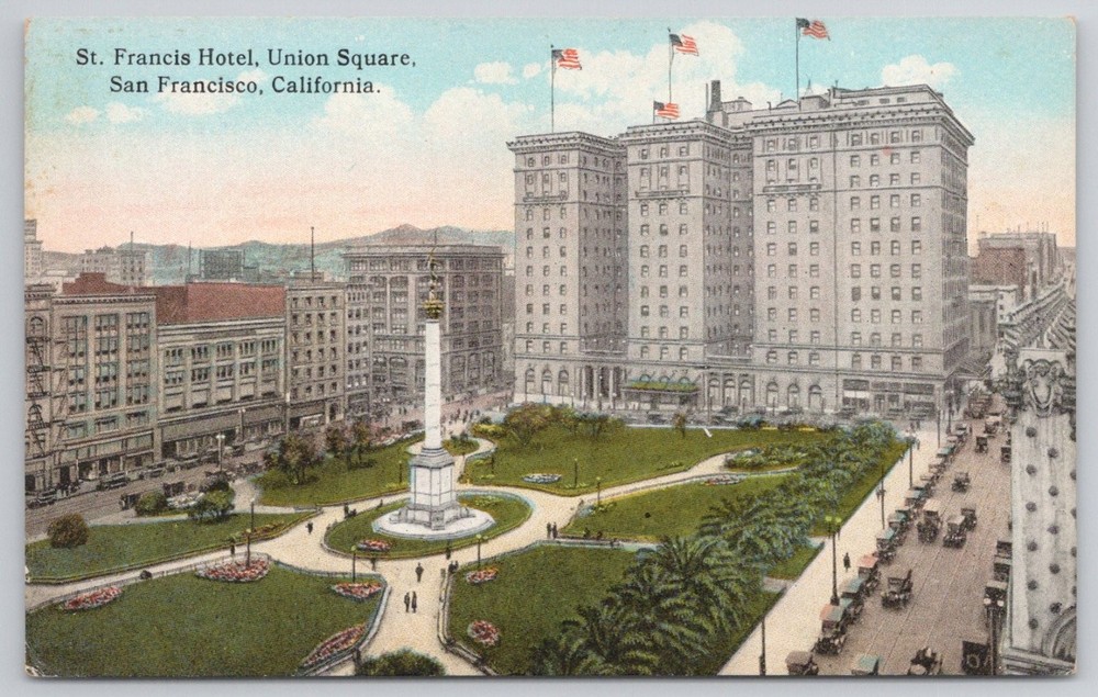 St. Francis Hotel Union Square San Francisco CA c1910 Postcard Dewey Monument