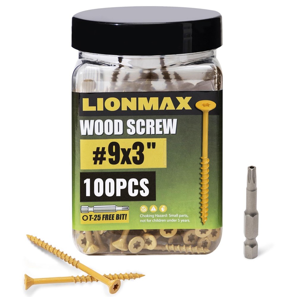 Deck Screws 3 Inch, Wood Screws #10 X 3, 100 PCS, Rust Resistant, Exterior Epoxy