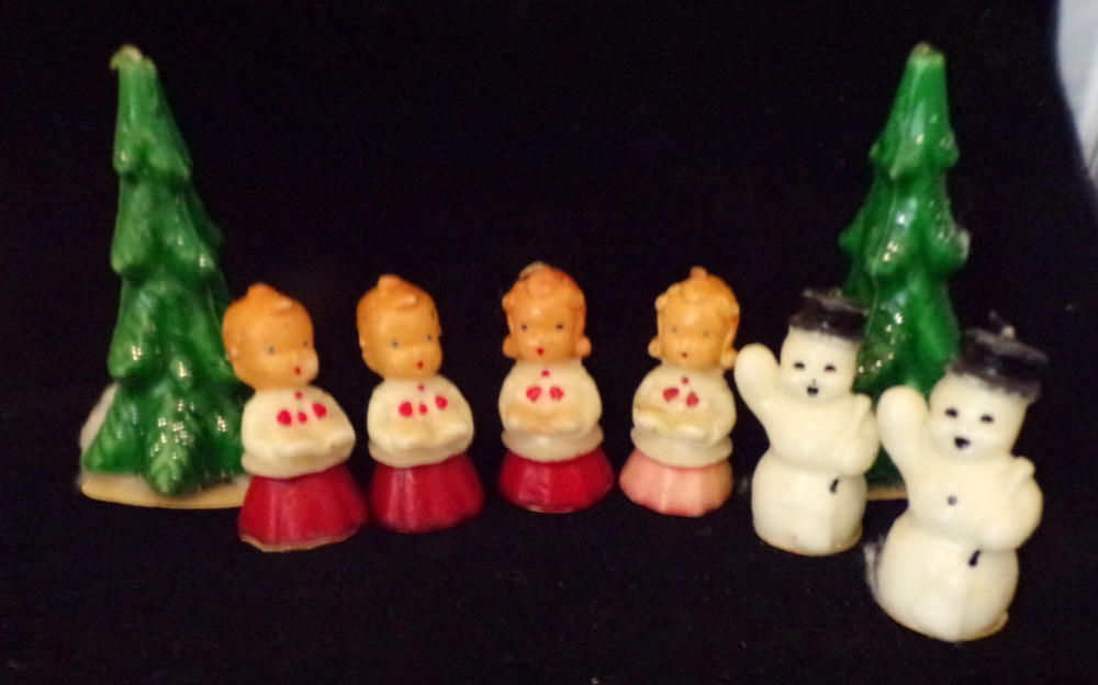 Vintage Gurley Choir Candles 3”  Lot of 6 Boys Girls 2 Trees  1950s