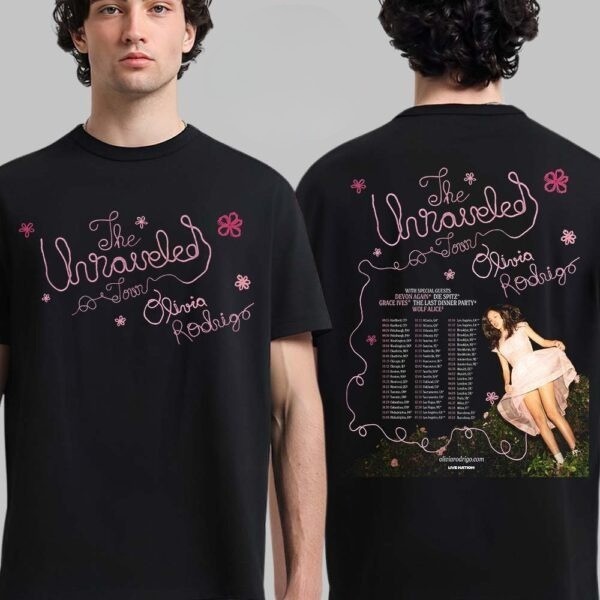 Olivia Rodrigo Unraveled Tour 2026 T-Shirt Dates Two Sided Tee