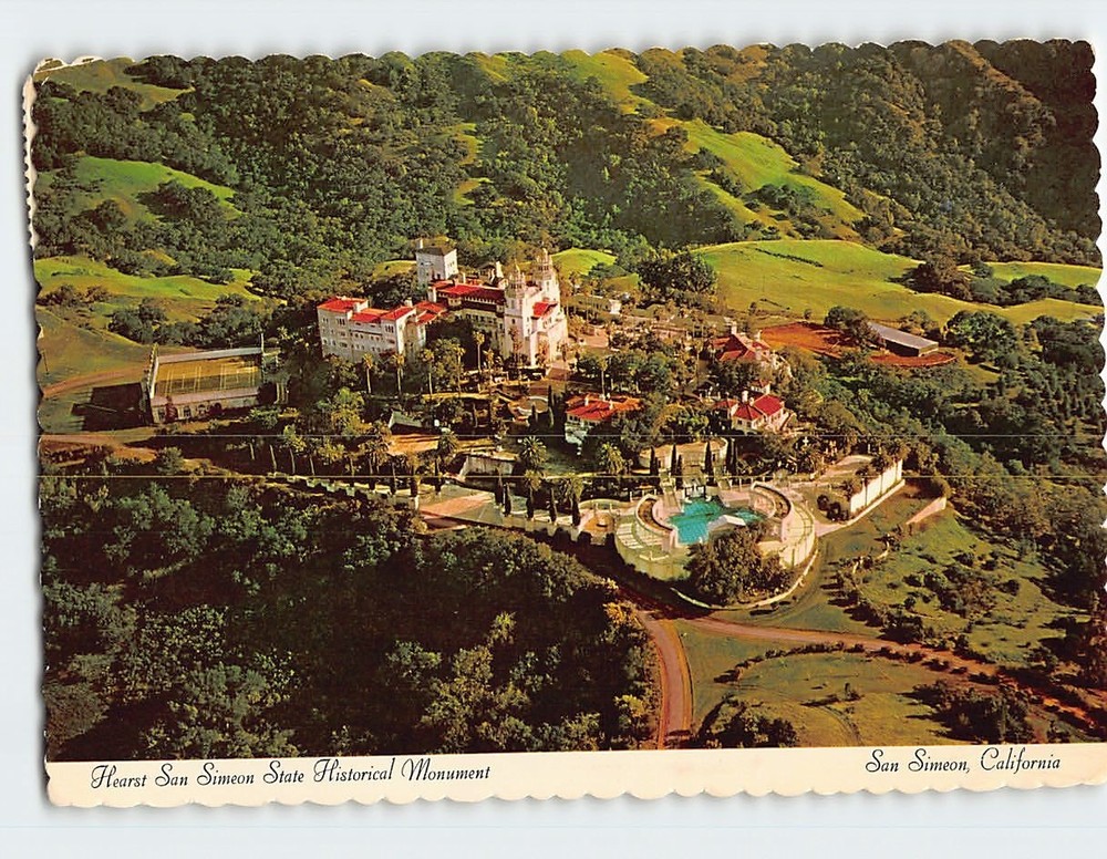 Postcard Aerial View Hearst San Simeon State Historical Monument California USA