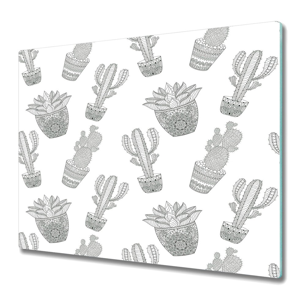 Glass Chopping Board Utensil Board Mexican Cacti Cactus Minimalistic 60x52