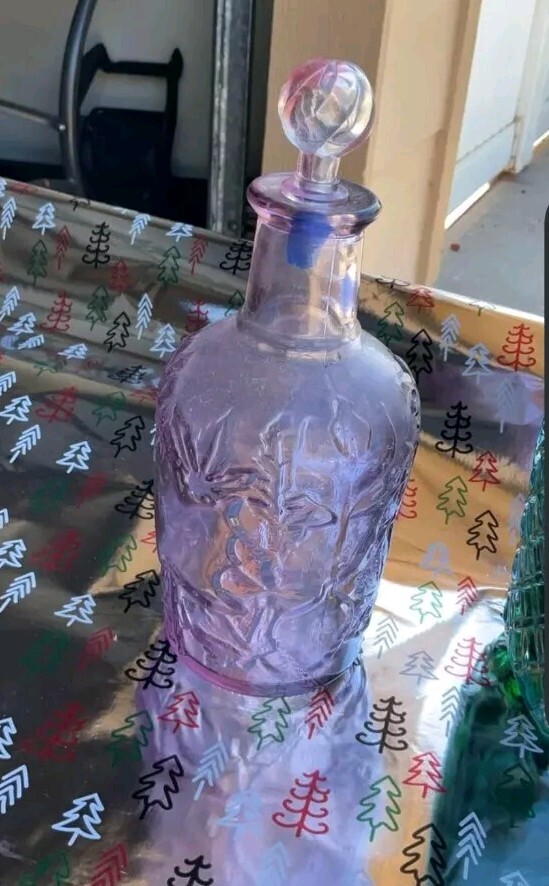 Bottle/Wine Decor Jug Cabernet Lavender Glass. Possibly Vintage