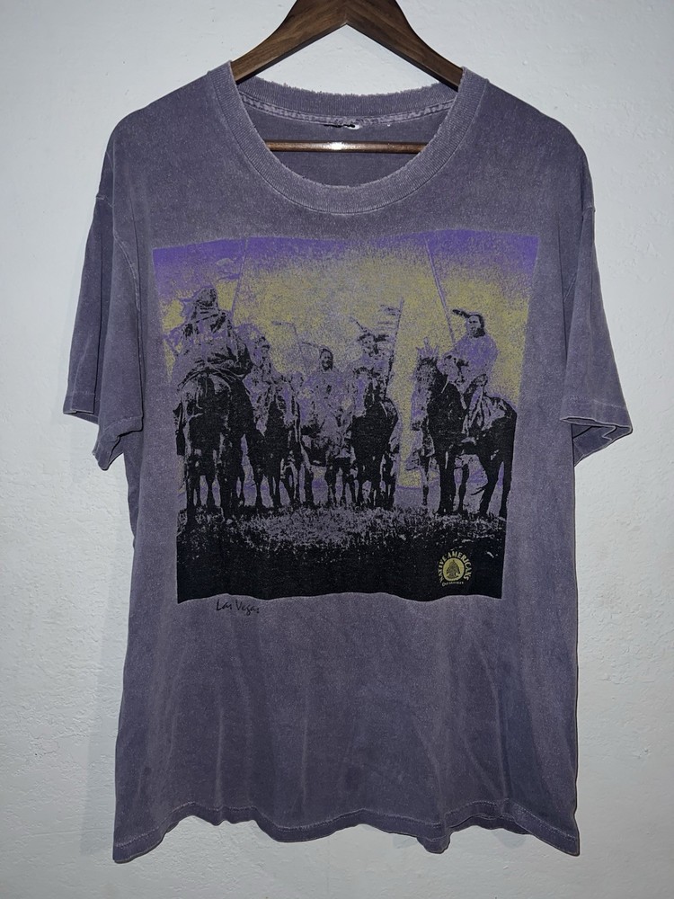 Vintage 90s Native Americans Nature Horses Art Graphic Shirt XL Distressed Faded