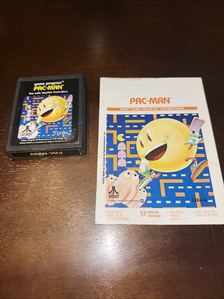 Pac-Man Atari 2600 Game Cartridge and Instructions Manual 1981