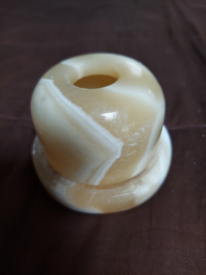 Vintage Stone Marble Onyx Candle Stick 2 Piece Holder Set