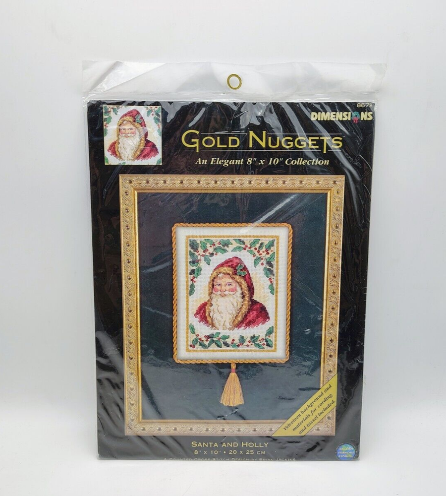 8679 Gold Nuggets Santa & Holly Decoration in 8