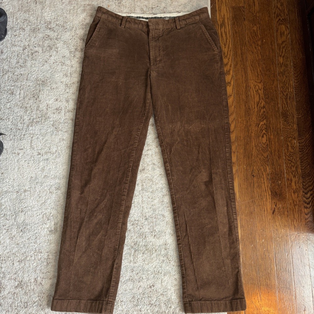 LL Bean Pants Mens 34x34 Brown Stretch Country Corduroy Straight Leg Chino