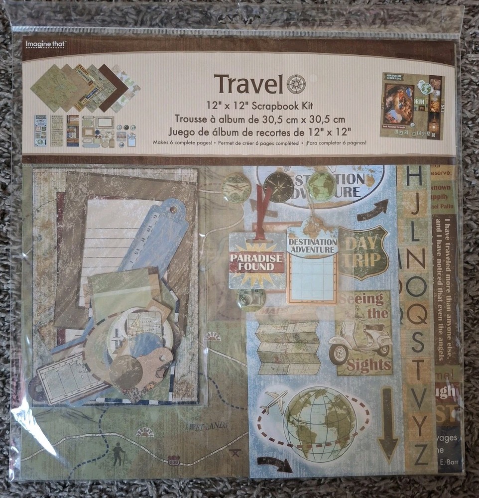 Imagine That: Travel 12x12 Scrapbook Kit: Acid Free Paper, Stickers & Die-cuts-image