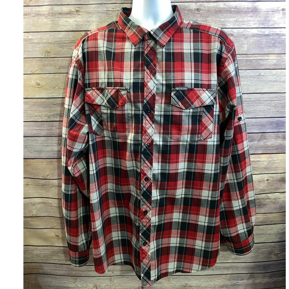 Columbia Men's 2XL Red Plaid Omni-Wick Quick-Dry Shirt