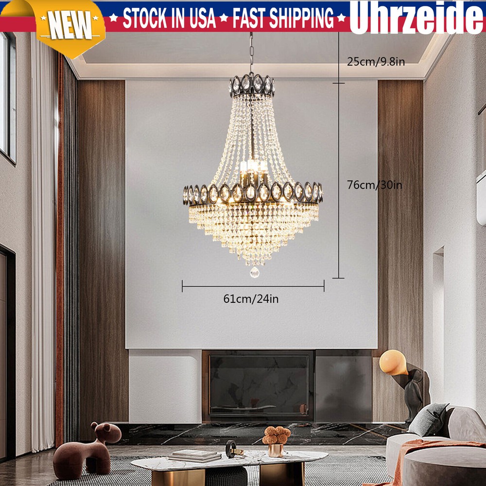 Luxury Dimmable Crystal Chandelier with Adjustable Height