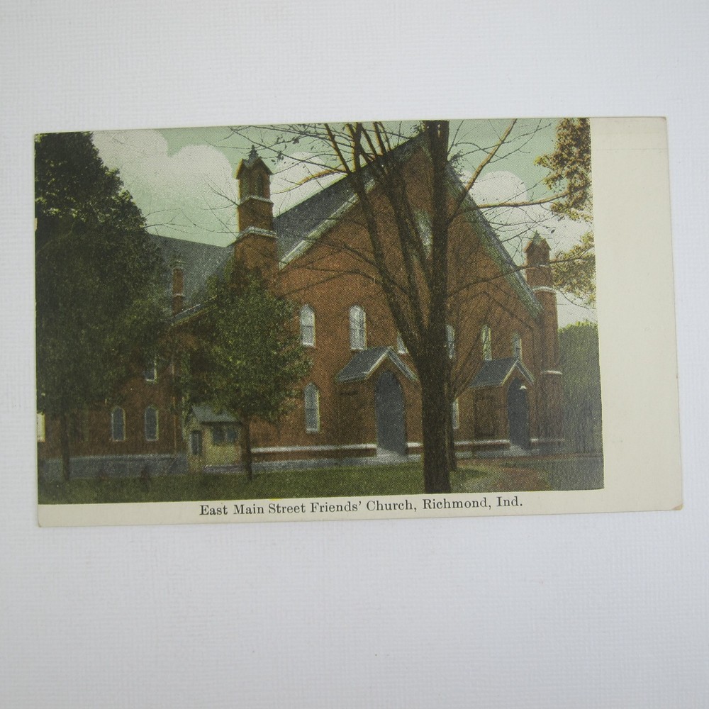 Antique Richmond Indiana Postcard East Main Street  Friends Church UNPOSTED