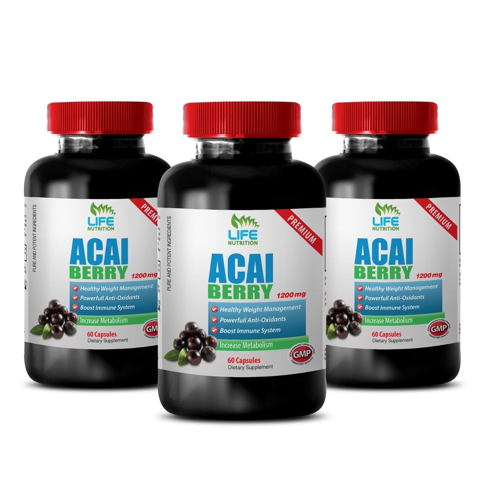 acai berry weight loss - Acai Berry 1200mg 3 Bottles - anti aging antioxidants-image