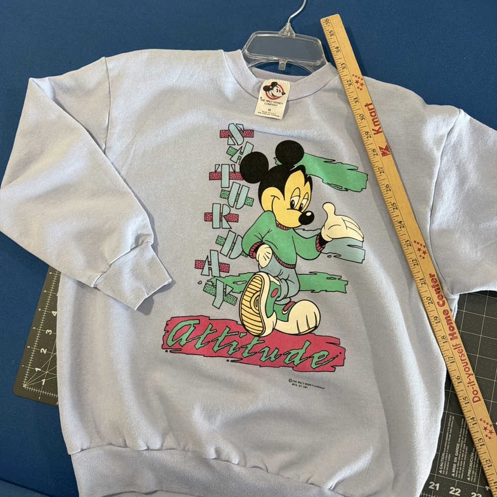 VTG Disney Mickey Mouse Sweatshirt Women’s M Purple Saturday Attitude Front 80s