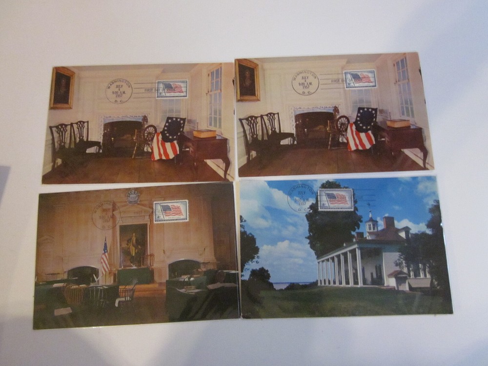 4 1957-FIRST DAY COVER-#1094-FLAG giant post cards BETSY ROSS HOME,MT VERNON