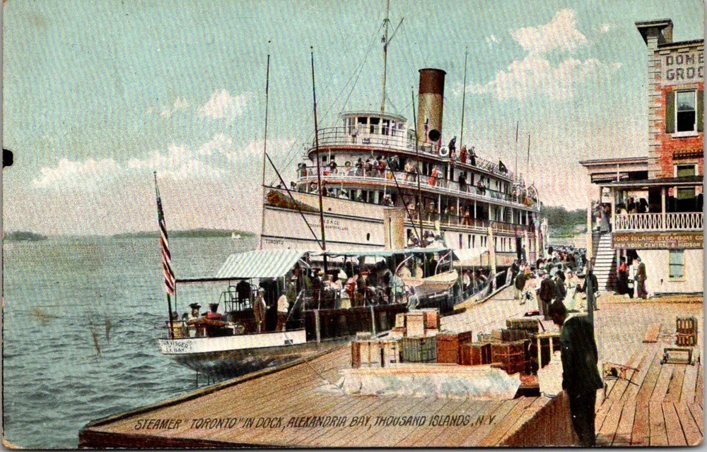 1910 Steamer Toronto Alexandria Bay Thousand Islands NY Postcard DOCK
