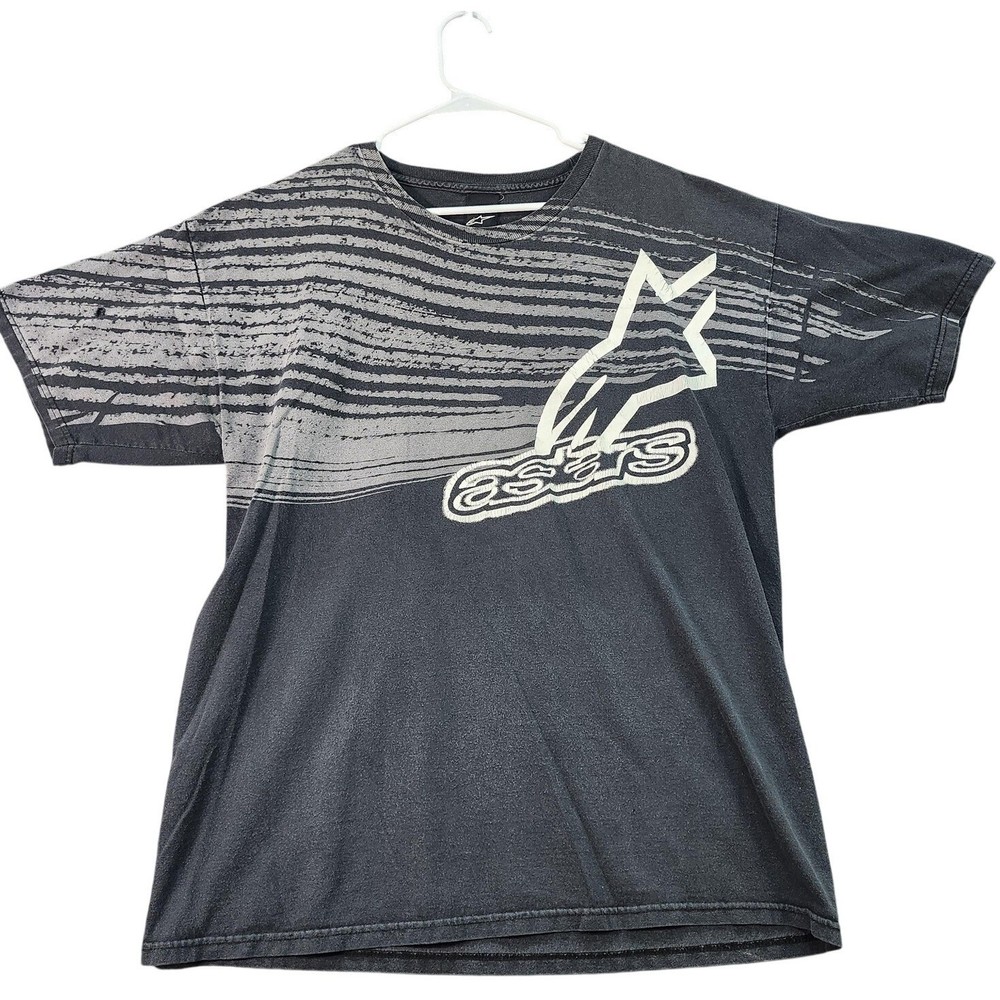 Alpinestars Shirt Mens Large Gray Motorcycle Racing Logo Graphic Tee Made USA