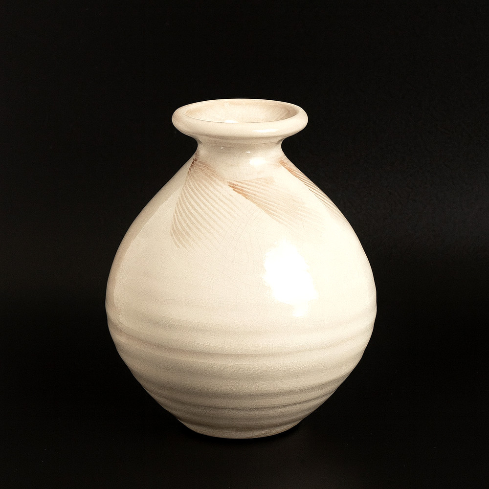 White Glazed Stoneware Bud Vase Artist Signed Wheel Thrown Pottery Ceramic
