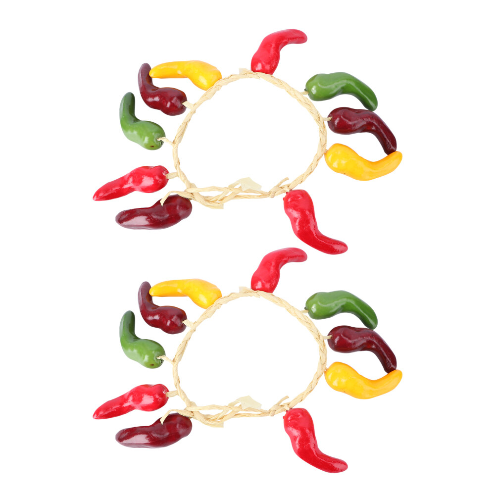 2 Pcs Hanging Chili Peppers Fruit Simulated Vegetable Skewers