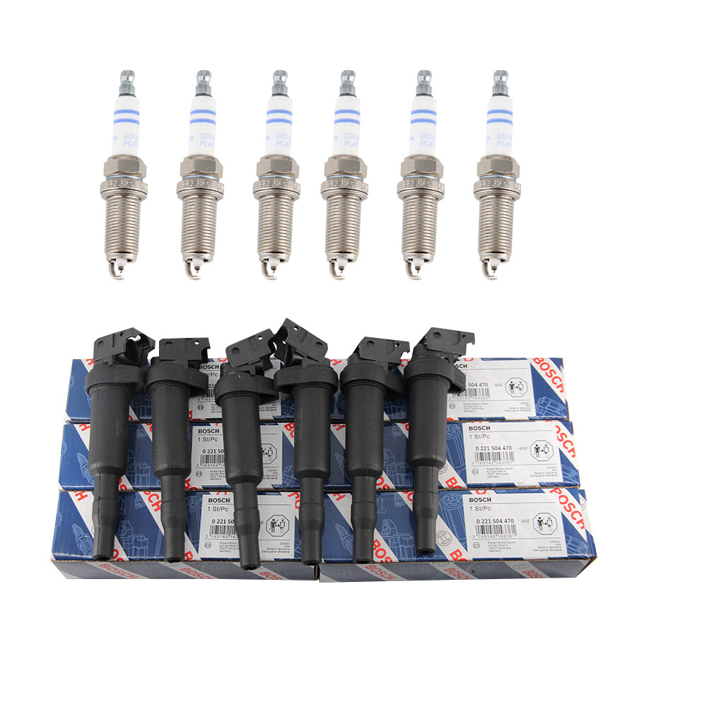 6 OEM BOSCH Ignition Coils 0221504470 +6 Spark Plugs Kit Set 12122158253 For BMW