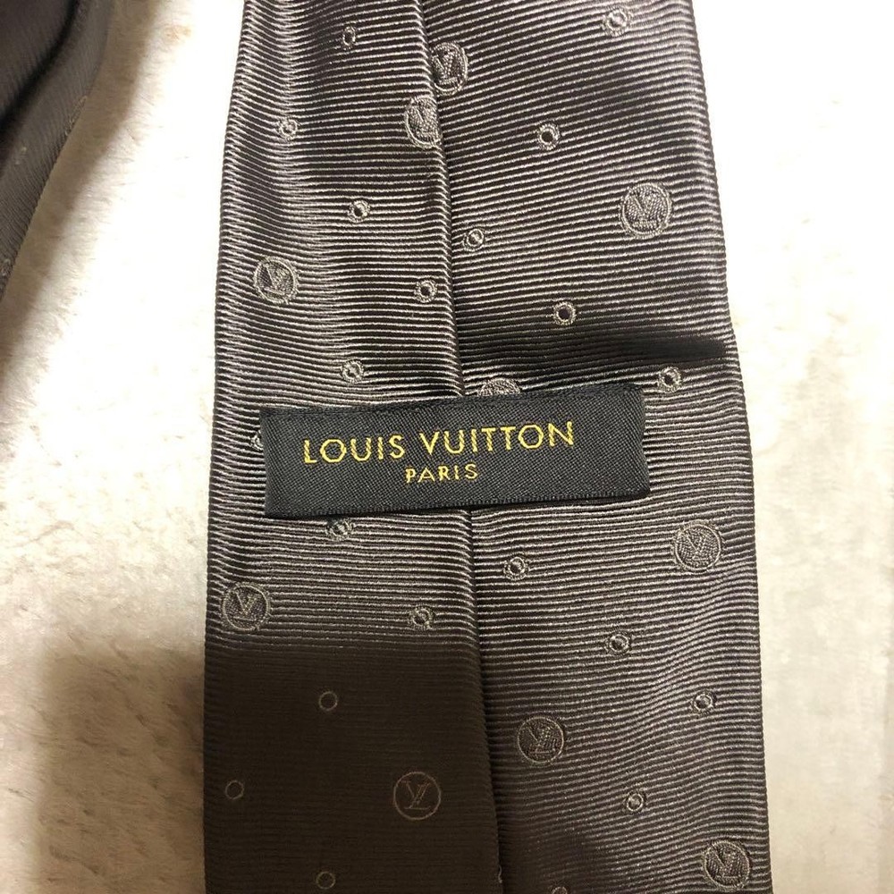 Louis Vuitton Necktie Tie All over Logo pattern 100% Silk Brown LV Authentic